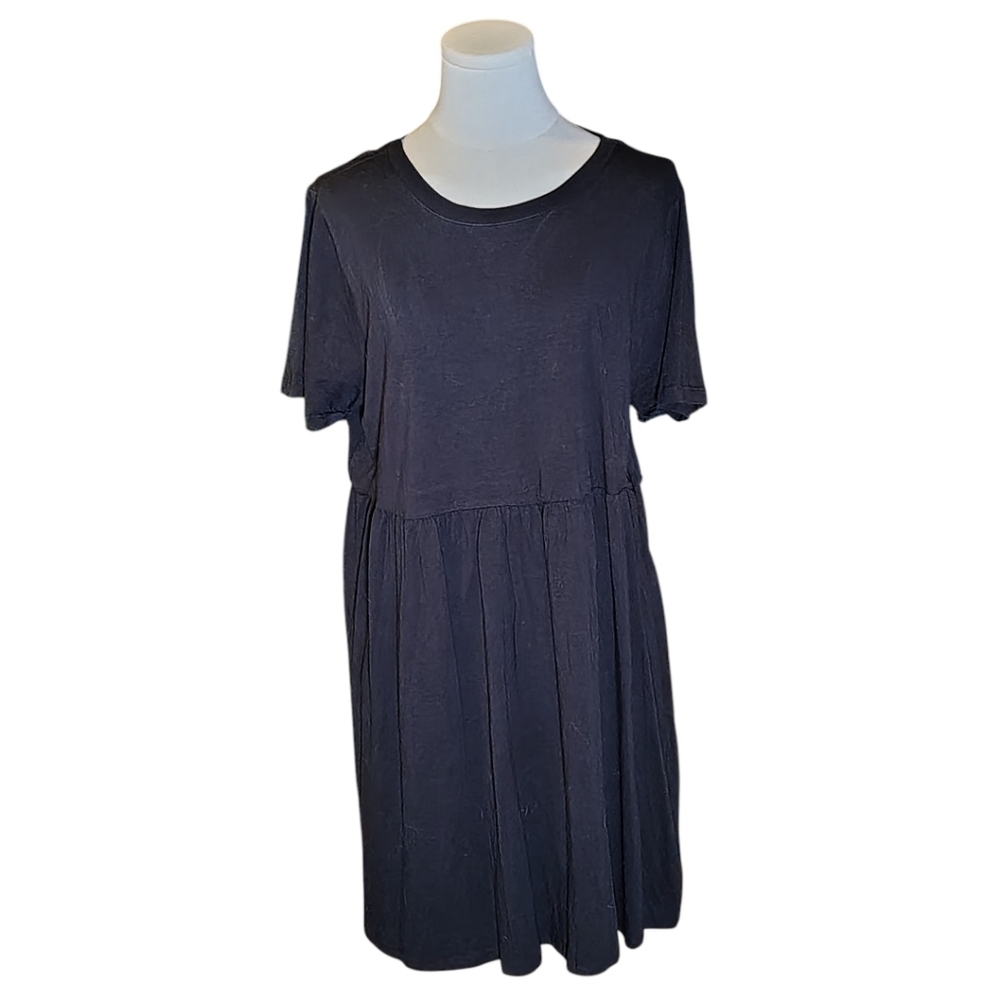 Wild Fable Solid Black Casual Short Sleeve Summer Tee Dress Size Large